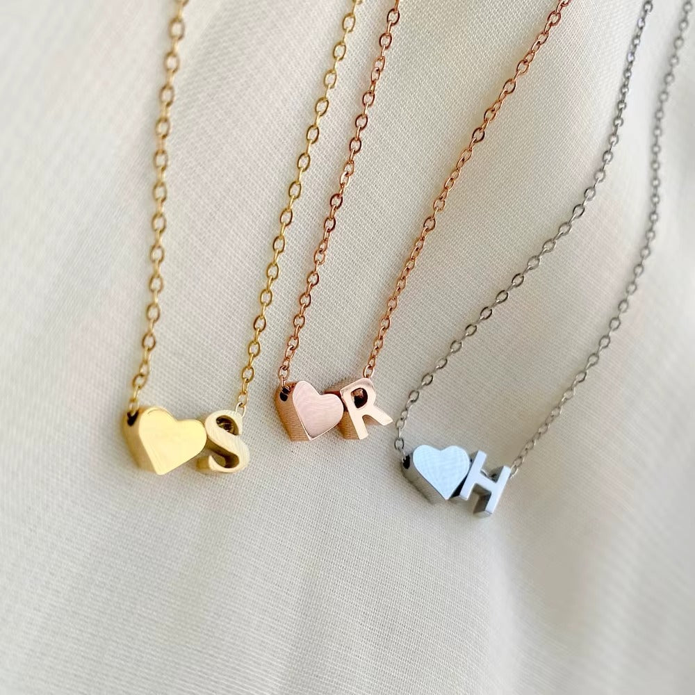 Heart & Initial Charm Necklace