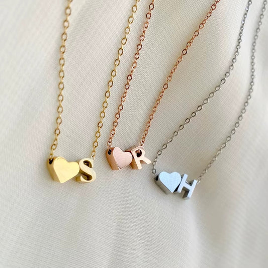 Heart & Initial Charm Necklace