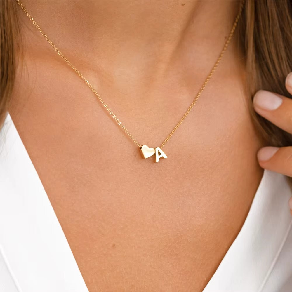 Heart & Initial Charm Necklace